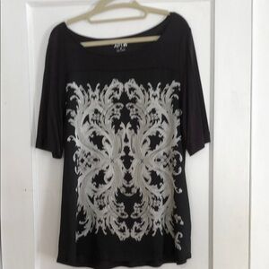 Alfani Black,White and Grey Women's Top